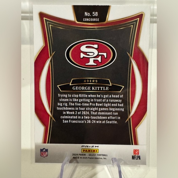 2024 George Kittle Green Red and Yellow Shock Panini Select card - Picture 2 of 2